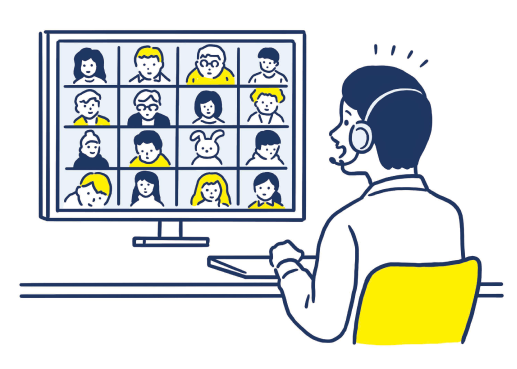 AIの自動認証で余裕を持って講義する講師のイラスト
