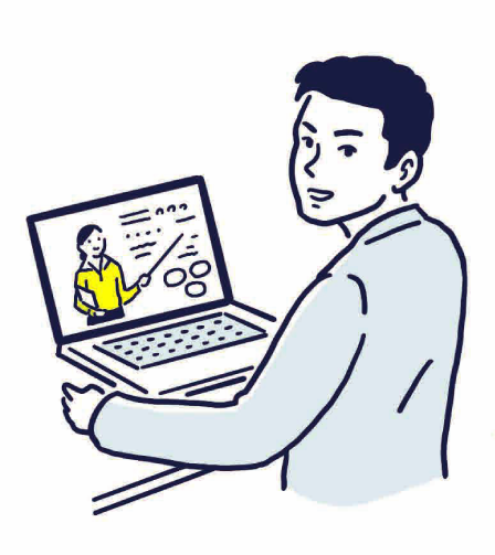 オンラインで解説する講師のイラスト