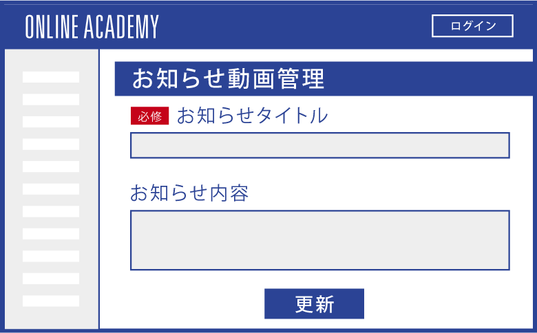 お知らせ・動画の登録
